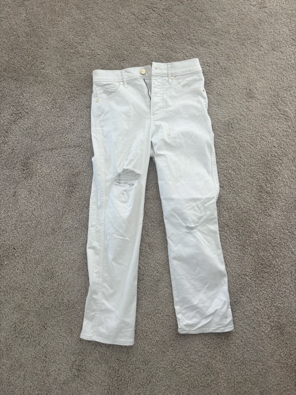 Express White Cropped Distressed High-Rise Jeans